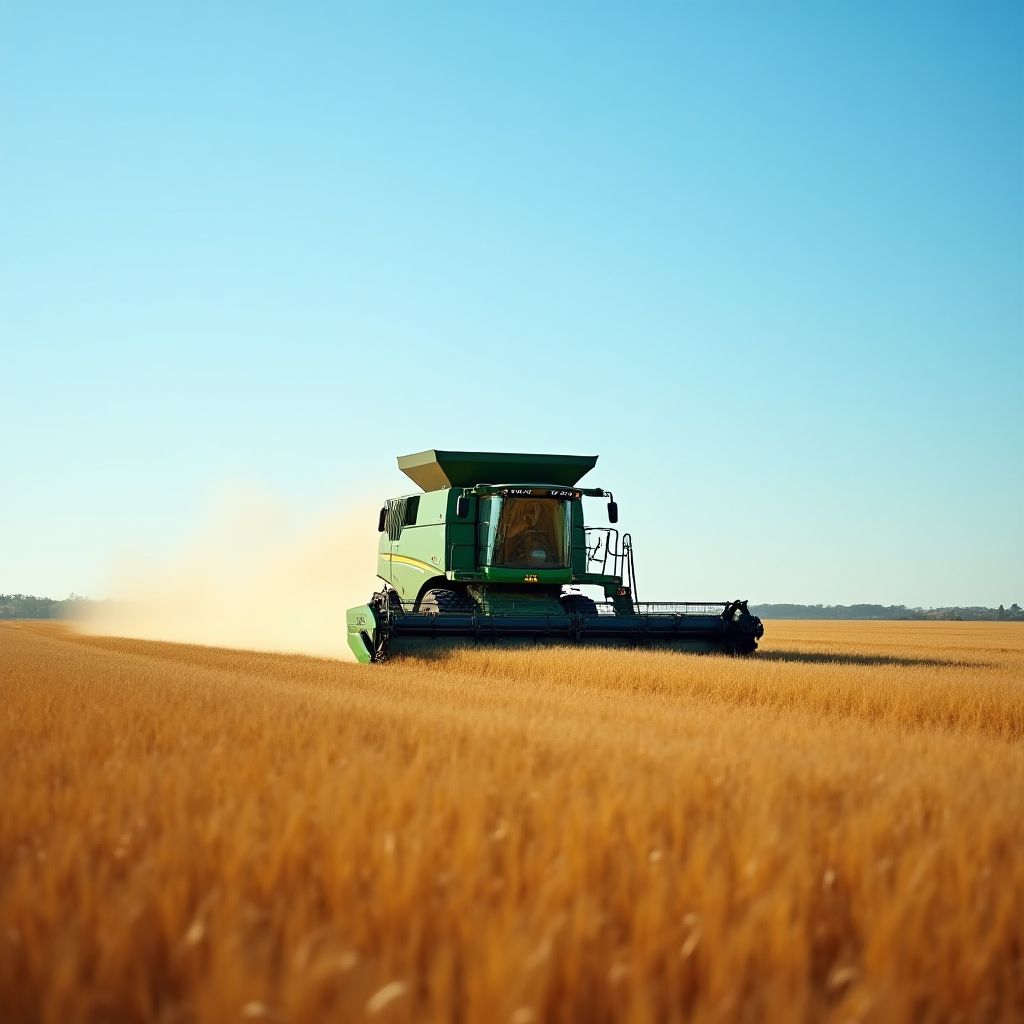 Maquinaria agrícola moderna en un campo argentino